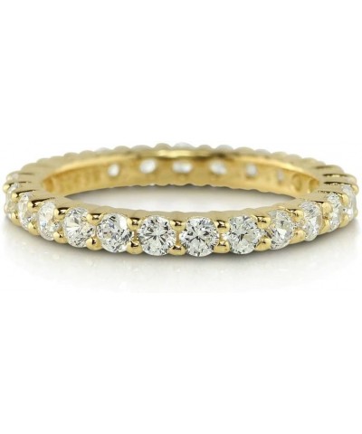 Sterling Silver Wedding Rings Pave Set Cubic Zirconia CZ Anniversary Eternity Ring for Women, Yellow Gold Flashed Size 4-10 $...