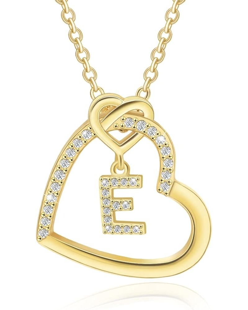 Heart Initial Necklace for Women,14K Gold Plated Initial Necklace,Sterling Silver Initial Pendant Necklace,Cubic Zirconia Ini...