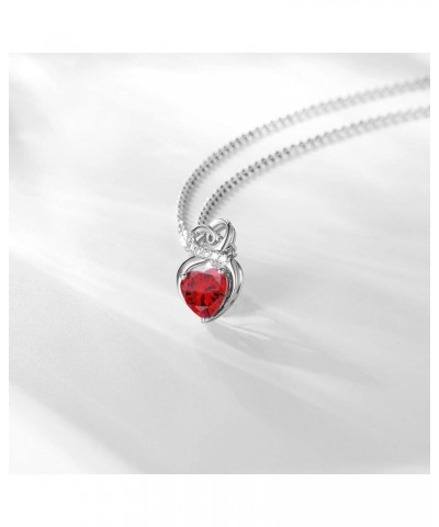 14K Solid White Gold Birthstone Necklace with Sterling Silver Chain 1.5 CT Gemstone Heart Necklace Small Dainty Fine Jewelry ...