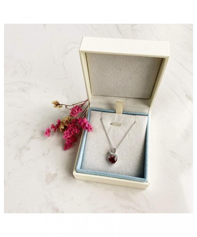 14K Solid White Gold Birthstone Necklace with Sterling Silver Chain 1.5 CT Gemstone Heart Necklace Small Dainty Fine Jewelry ...