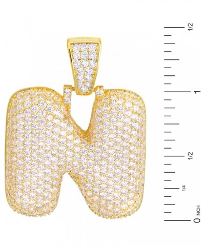 24" Chain A - Z Initial Bubble Letter Gold Plated Iced CZ Pendant 24" Necklace N $13.25 Necklaces