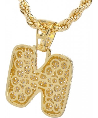 24" Chain A - Z Initial Bubble Letter Gold Plated Iced CZ Pendant 24" Necklace N $13.25 Necklaces