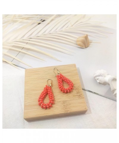 New Elegant Handmade Beads Dangle Earrings for Women Tearsdrop Earrings ER1143-Light Red $8.54 Earrings