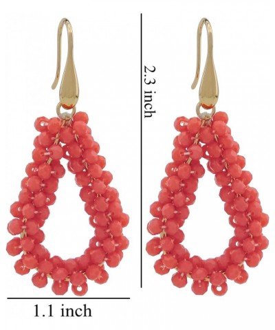 New Elegant Handmade Beads Dangle Earrings for Women Tearsdrop Earrings ER1143-Light Red $8.54 Earrings