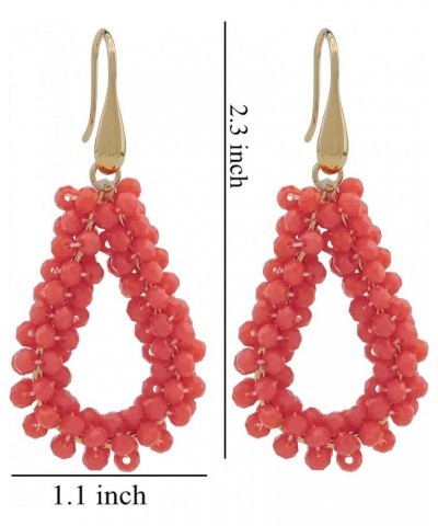 New Elegant Handmade Beads Dangle Earrings for Women Tearsdrop Earrings ER1143-Light Red $8.54 Earrings