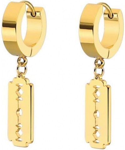 Stainless Steel Razor Blade Shape Drop Cocktail Partty Biker Earrings Gold $6.62 Earrings