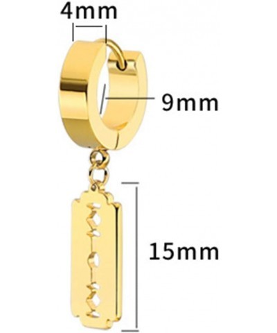 Stainless Steel Razor Blade Shape Drop Cocktail Partty Biker Earrings Gold $6.62 Earrings