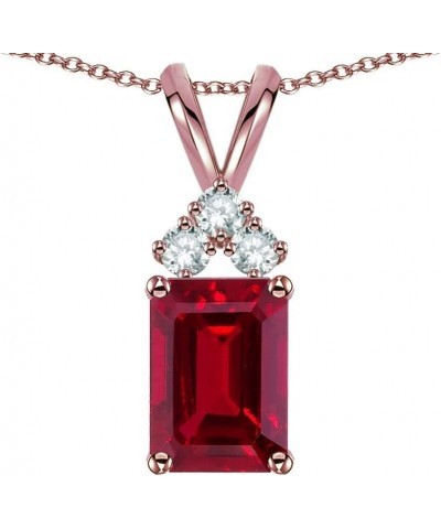 Solid 14K Gold Classic Emerald Octagon Cut 8x6mm Rabbit Ear Pendant Necklace Created Ruby White Gold $148.74 Necklaces