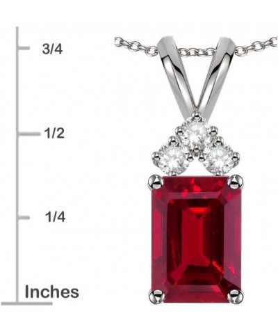 Solid 14K Gold Classic Emerald Octagon Cut 8x6mm Rabbit Ear Pendant Necklace Created Ruby White Gold $148.74 Necklaces