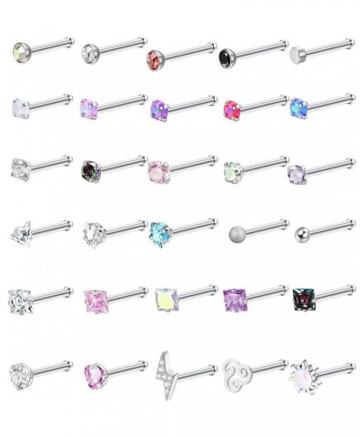 Nose Rings Studs Nose Rings for Women Surgical Steel Nose Studs Straight Screw L Shaped Nose Rings 20G 2mm 3mm Tiny Heart Sta...