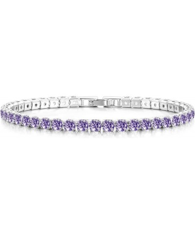 Tennis Bracelets for Women with CZ 925 Sterling Silver White Gold Plated Gift for Her Wife 6-8 Inch Purple 4mm-8inch $7.94 Br...