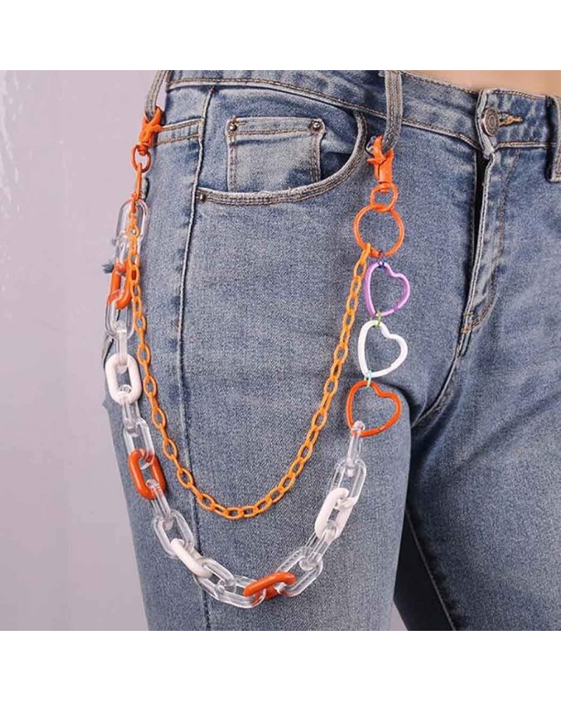 Cute Pants Jean Chain Layered Keychain Punk Colorful Pendants Heart Pocket Trousers Chain Hiphop Rock Wallet Chains Body Jewe...