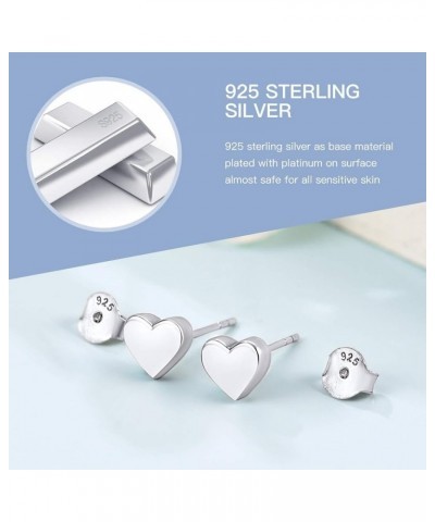 Hypoallergenic 925 Sterling Silver Heart/Moon Star/3-7mm Ball Stud Earring for Women (with Gift Box) 02. heart $11.54 Earrings