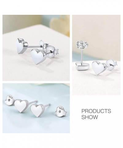 Hypoallergenic 925 Sterling Silver Heart/Moon Star/3-7mm Ball Stud Earring for Women (with Gift Box) 02. heart $11.54 Earrings