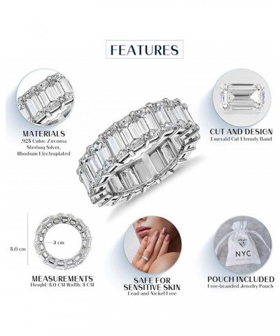 Sterling Silver Emerald Cut Eternity Band Cz Ring - Beautifully Crafted Eternity Ring with Emerald Cut Cz Stones $16.95 Rings