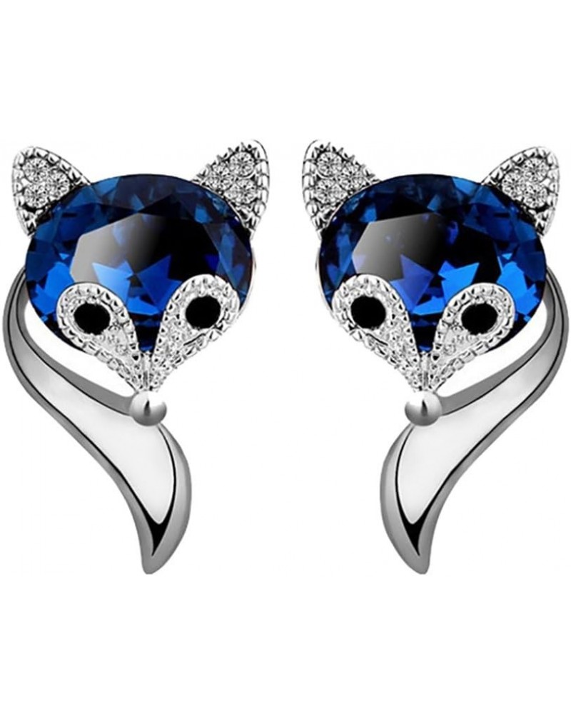 Clearance Deals Cute Cartoon Fox Shape Rhinestone Ear Studs Earrings Fashion Women Jewelry Gift Silver $3.84 Earrings