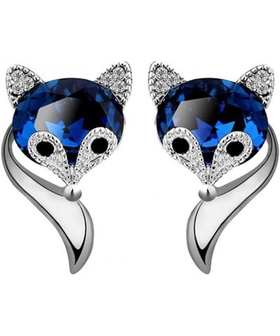 Clearance Deals Cute Cartoon Fox Shape Rhinestone Ear Studs Earrings Fashion Women Jewelry Gift Silver $3.84 Earrings