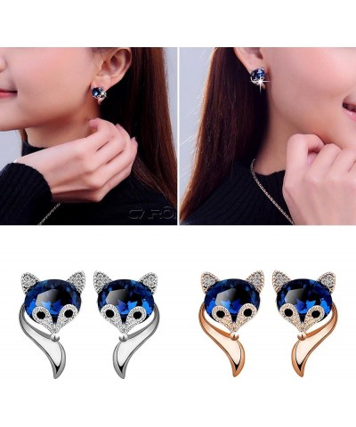 Clearance Deals Cute Cartoon Fox Shape Rhinestone Ear Studs Earrings Fashion Women Jewelry Gift Silver $3.84 Earrings