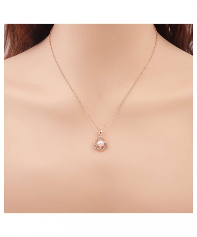 Bridesmaid Jewelry Set for Women Girls,18K Gold & Silver & Rose Gold Plated Love Knot Pendant with Pearl Necklace Earrings Br...