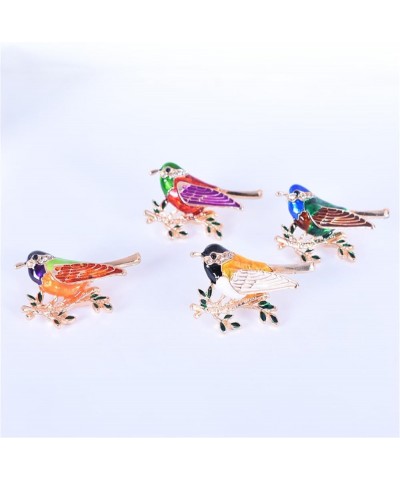 Bird Brooches Pin for Men Women Fashion Elegant Rhinestone Crystal Gold Tone Enameled Hummingbird Sparrow Bird Branch Animal ...