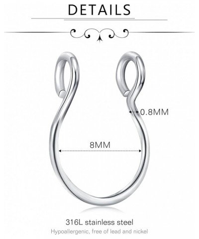 Fake Nose Ring, 20G Faux Piercing Jewelry 8mm Fake Nose Ring Hoop for Faux Lip Septum Nose Ring Set Style L $6.75 Body Jewelry