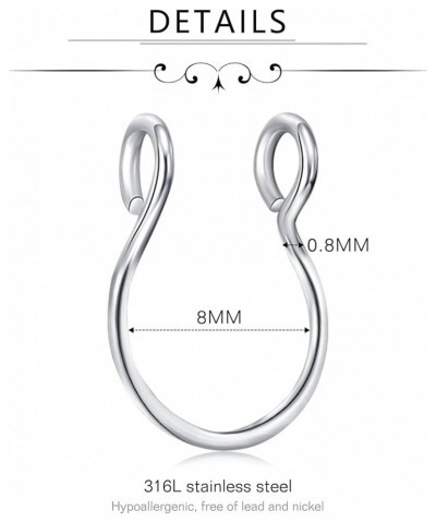 Fake Nose Ring, 20G Faux Piercing Jewelry 8mm Fake Nose Ring Hoop for Faux Lip Septum Nose Ring Set Style L $6.75 Body Jewelry