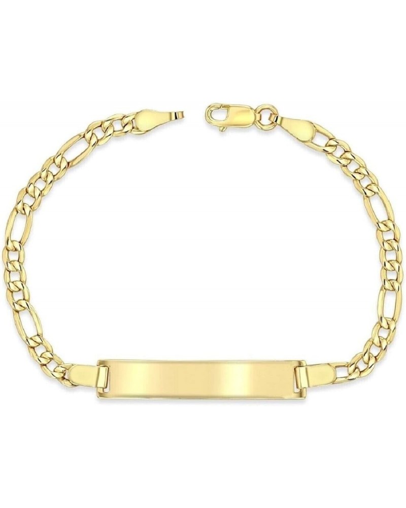 14K Yellow Gold 3.5 mm Figaro Chain ID Bracelet, Made in USA, Free Engraving 6 inch $91.20 Bracelets