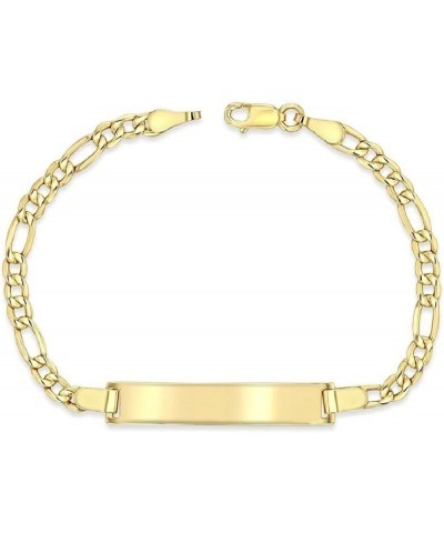 14K Yellow Gold 3.5 mm Figaro Chain ID Bracelet, Made in USA, Free Engraving 6 inch $91.20 Bracelets