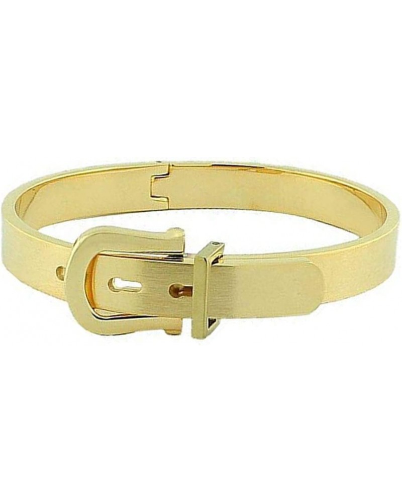 High Polished Adjustable Belt Buckle Bracelets Bangle For Men Women Jewelry Gift With 18K Gold Plated Gold-6.7inch $11.79 Bra...