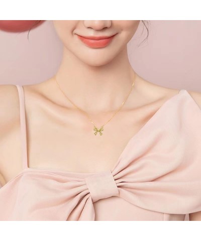 Gold Bow Necklace for Women Gold Bow Necklace Fashion Bow Pendant Necklace Bow Necklace Jewelry Gift for Women Girls Pearl $8...