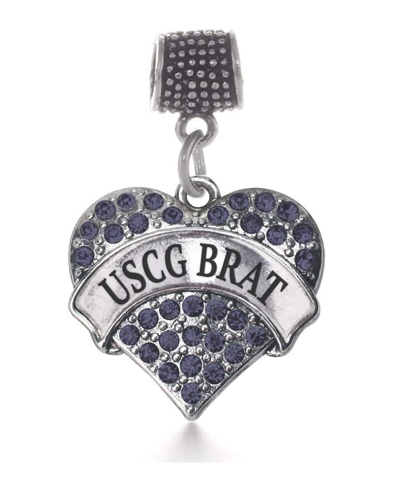 Silver Pave Heart Charm for Bracelet with Cubic Zirconia Jewelry USCG Brat $10.99 Bracelets