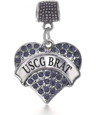 Silver Pave Heart Charm for Bracelet with Cubic Zirconia Jewelry USCG Brat $10.99 Bracelets