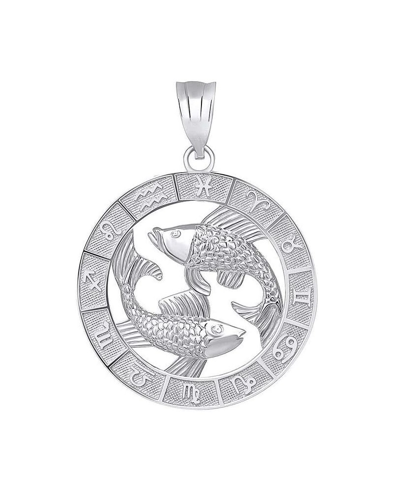 14k White Gold Zodiac Horoscope Astrology Pendant Pisces $65.09 Necklaces