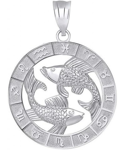 14k White Gold Zodiac Horoscope Astrology Pendant Pisces $65.09 Necklaces