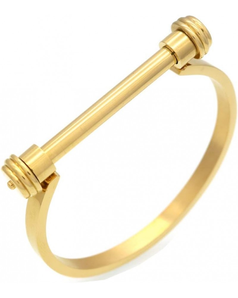 Globalwells Stainless Steel D Shape Bar Screw Shackle Bracelet Horseshoe Novelty Fashion Bangle Cuff, Unisex Gold(man) $9.16 ...