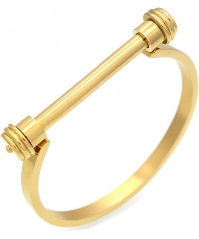 Globalwells Stainless Steel D Shape Bar Screw Shackle Bracelet Horseshoe Novelty Fashion Bangle Cuff, Unisex Gold(man) $9.16 ...