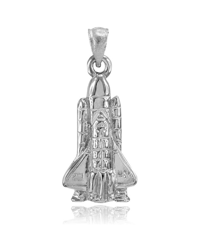 Trendy Necklaces 925 Sterling Silver Space Shuttle Rocketship Charm Pendant $18.54 Necklaces