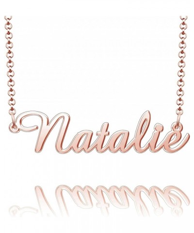 Sterling Silver Pendant Customized Plate Personalized Name Necklace Gift for Women Couple Natalie Rose Gold $14.15 Necklaces