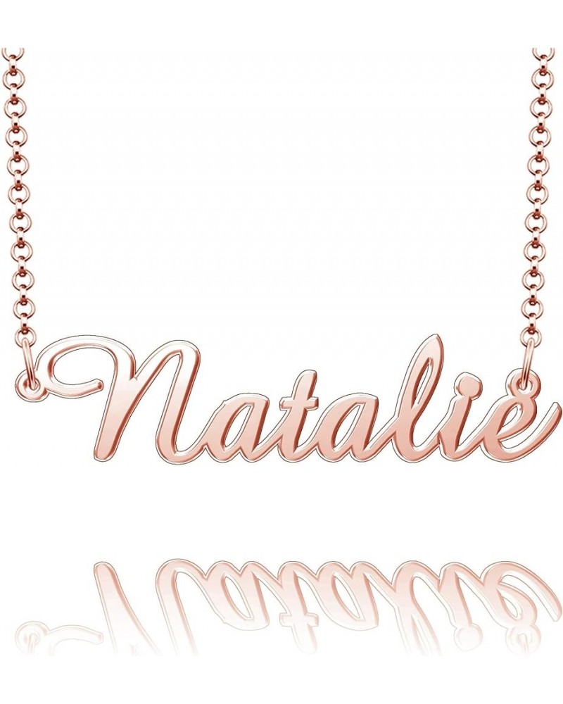 Sterling Silver Pendant Customized Plate Personalized Name Necklace Gift for Women Couple Natalie Rose Gold $14.15 Necklaces