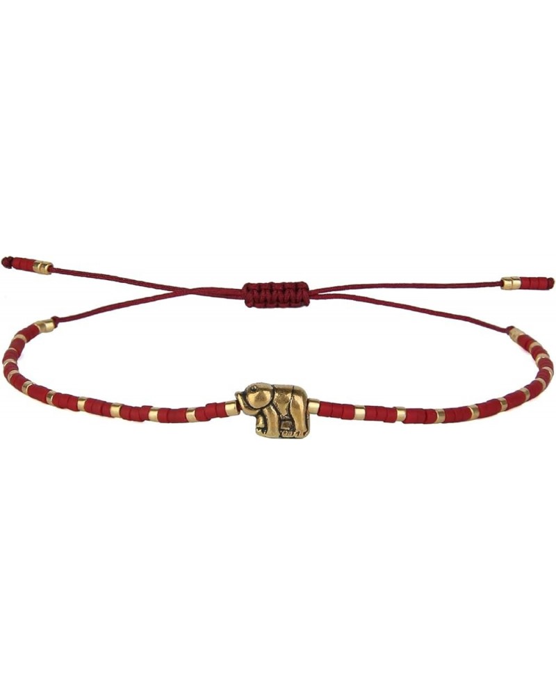 Elephant Strand Bracelets Friendship Beaded Bracelet Charm Bracelets For Women Red 18E $9.87 Bracelets