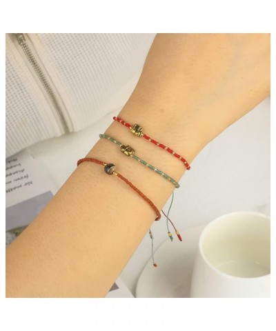 Elephant Strand Bracelets Friendship Beaded Bracelet Charm Bracelets For Women Red 18E $9.87 Bracelets