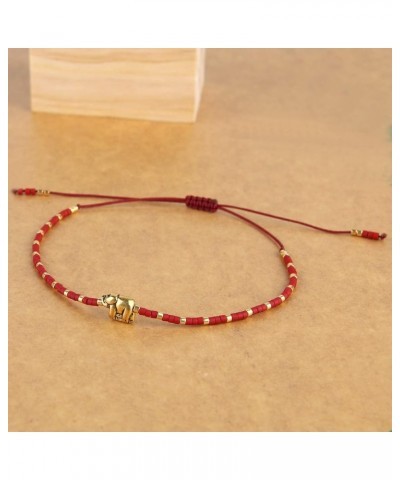 Elephant Strand Bracelets Friendship Beaded Bracelet Charm Bracelets For Women Red 18E $9.87 Bracelets