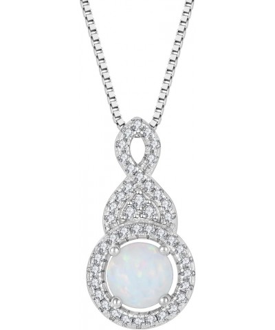 Created Fire Opal Necklace 925 Sterling Silver Pendant with Chain with 5A Cubic Zirconia Jewelry Gift for Women B white opal ...