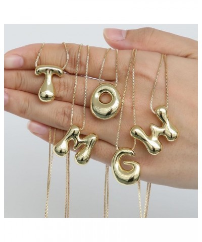 Bubble Letter Necklace For Women,Dainty Balloon Initial Necklaces 18k Gold Plated Chain Pendant Alphabet Necklaces For Teen G...