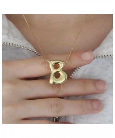 Bubble Letter Necklace For Women,Dainty Balloon Initial Necklaces 18k Gold Plated Chain Pendant Alphabet Necklaces For Teen G...