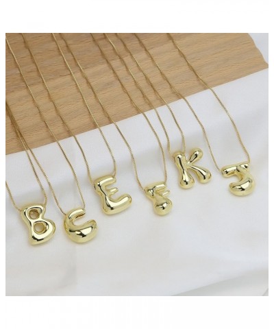 Bubble Letter Necklace For Women,Dainty Balloon Initial Necklaces 18k Gold Plated Chain Pendant Alphabet Necklaces For Teen G...