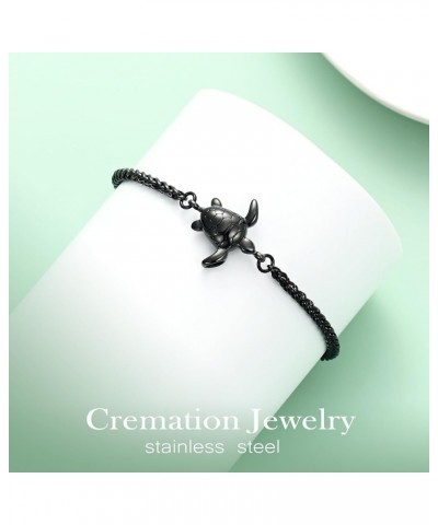 Cremation Jewelry Urn Bracelet for Ashes Sea Turtle Urn Locket Link Chain Bracelet Memorial Ashes Bracelet for Women Men Blac...