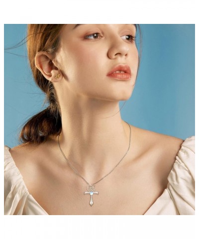 Sterling Silver Cross Necklace for Women Dna Infinity Rose Cross Pendant Necklace Religious Necklace for Women Cross Jewelry ...