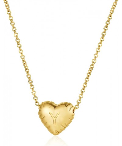 Bubble Heart Initial Necklace, 14k Gold Tiny Balloon Letter Chain Jewelry Gift for Women Girls Gold-Y $8.84 Necklaces