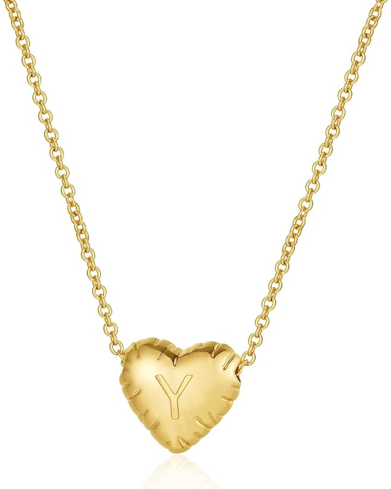 Bubble Heart Initial Necklace, 14k Gold Tiny Balloon Letter Chain Jewelry Gift for Women Girls Gold-Y $8.84 Necklaces